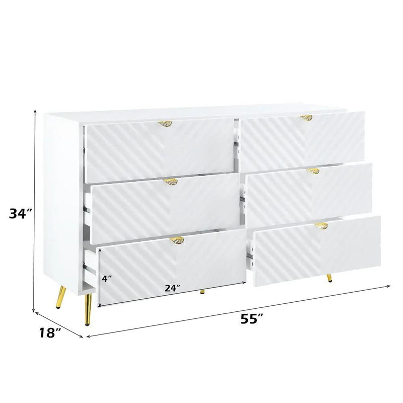Gaines - 55" Dresser - White High Gloss by Unique Piece Furniture