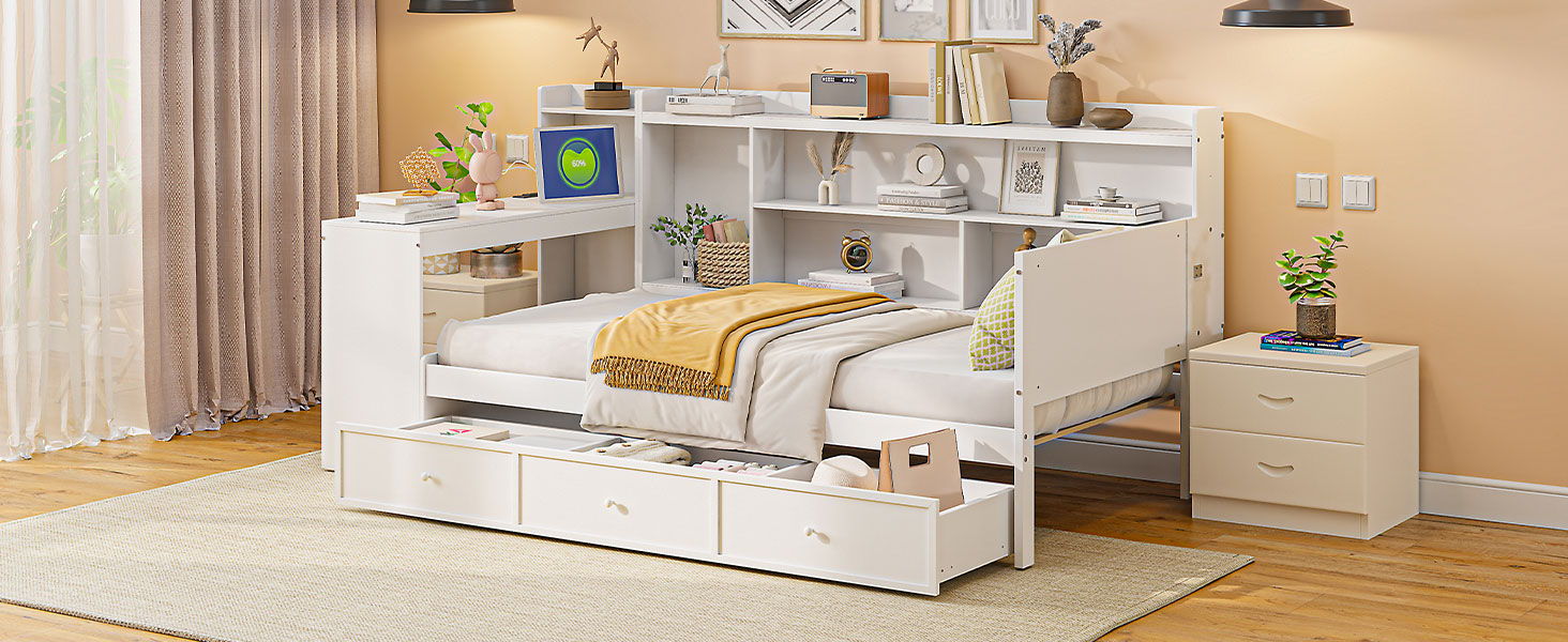 Daybed With 3 Drawers USB Ports And Desk by HouseOfZazla