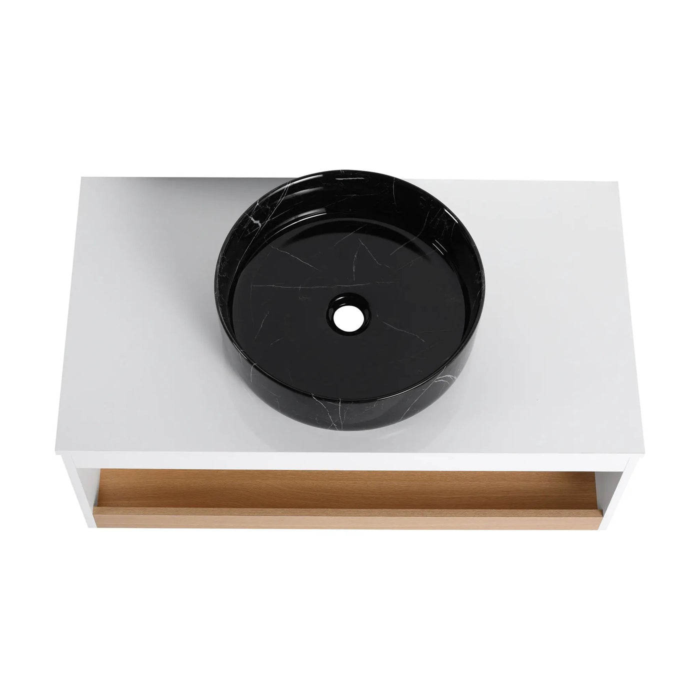 Floating Bathroom Vanity With Vessel Sink With Open Shelf Storage by HouseOfZazla