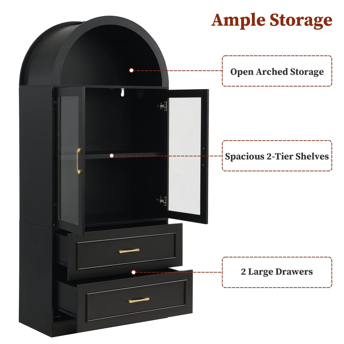 Modern Minimalist Arched Top Storage Cabinet, photo 7 of 10