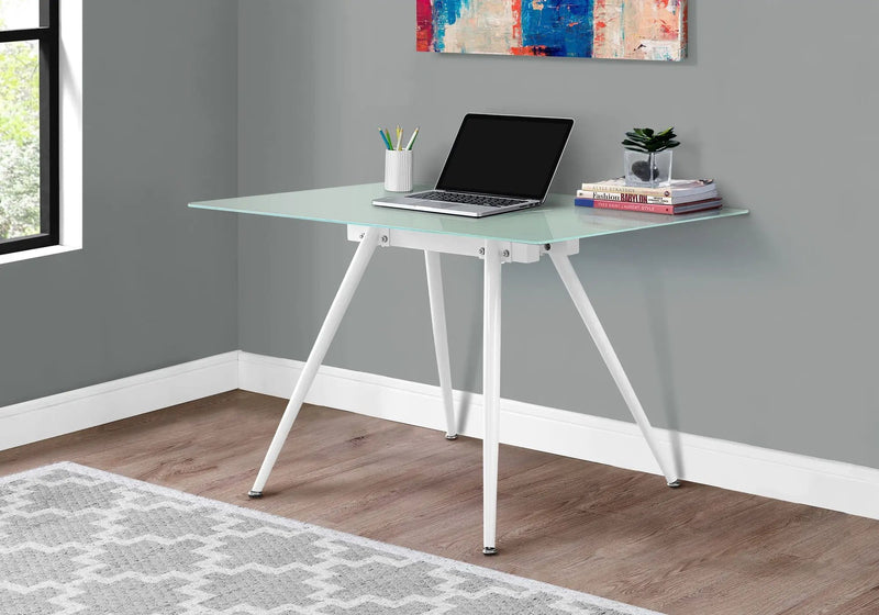 Computer Desk For Home Office, Laptop, Tempered Glass, Contemporary & Modern - White by Unique Piece Furniture