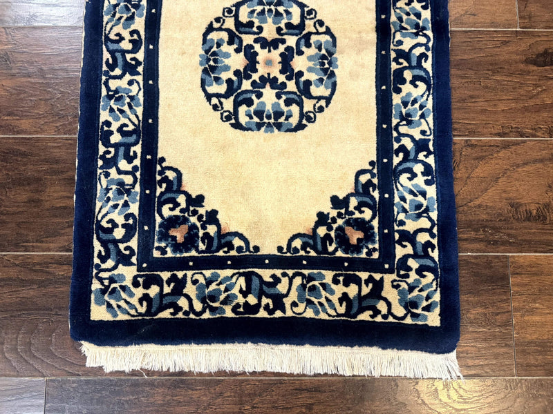 Chinese Peking Rug 2x3, Small Wool Chinese Carpet, Art Deco Rug by Jewel Rugs