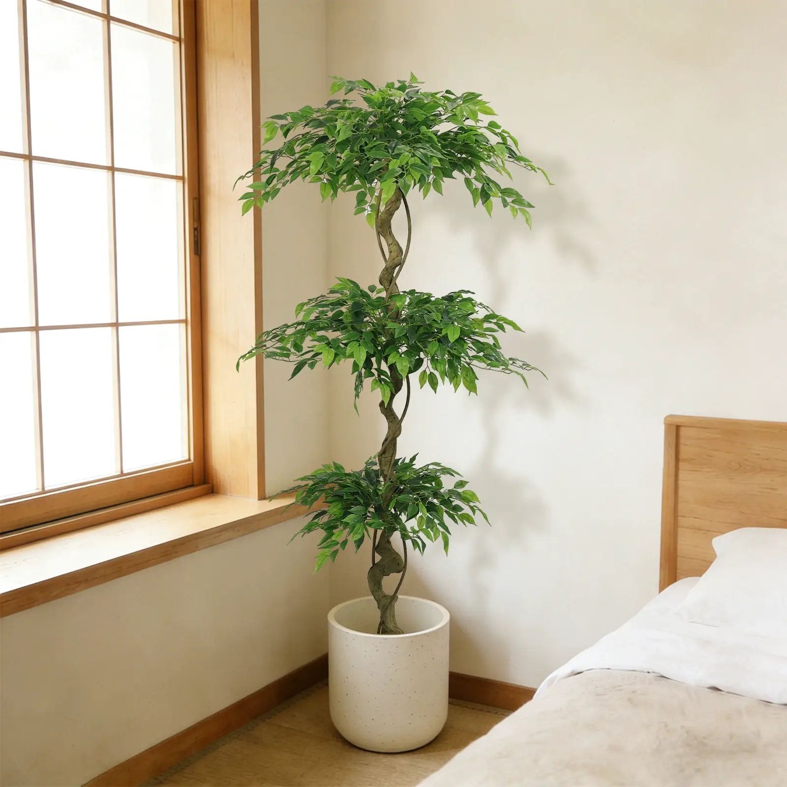 Artificial Ficus Tree With Pot For Home Decor Indoor Plant - Green by Unique Piece Furniture