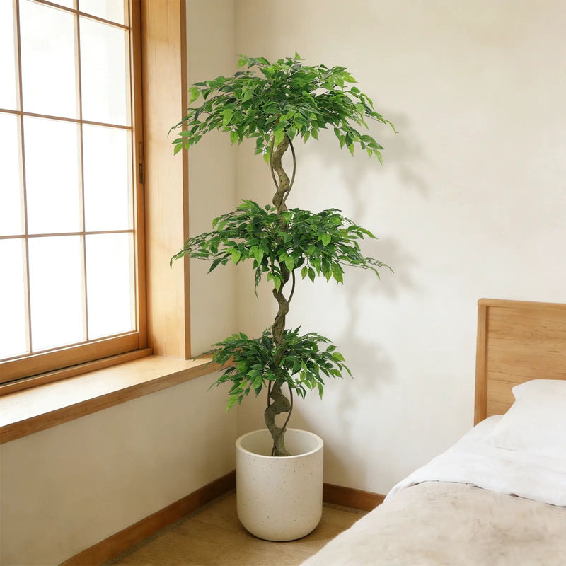 Artificial Ficus Tree With Pot For Home Decor Indoor Plant - Green by HouseOfZazla