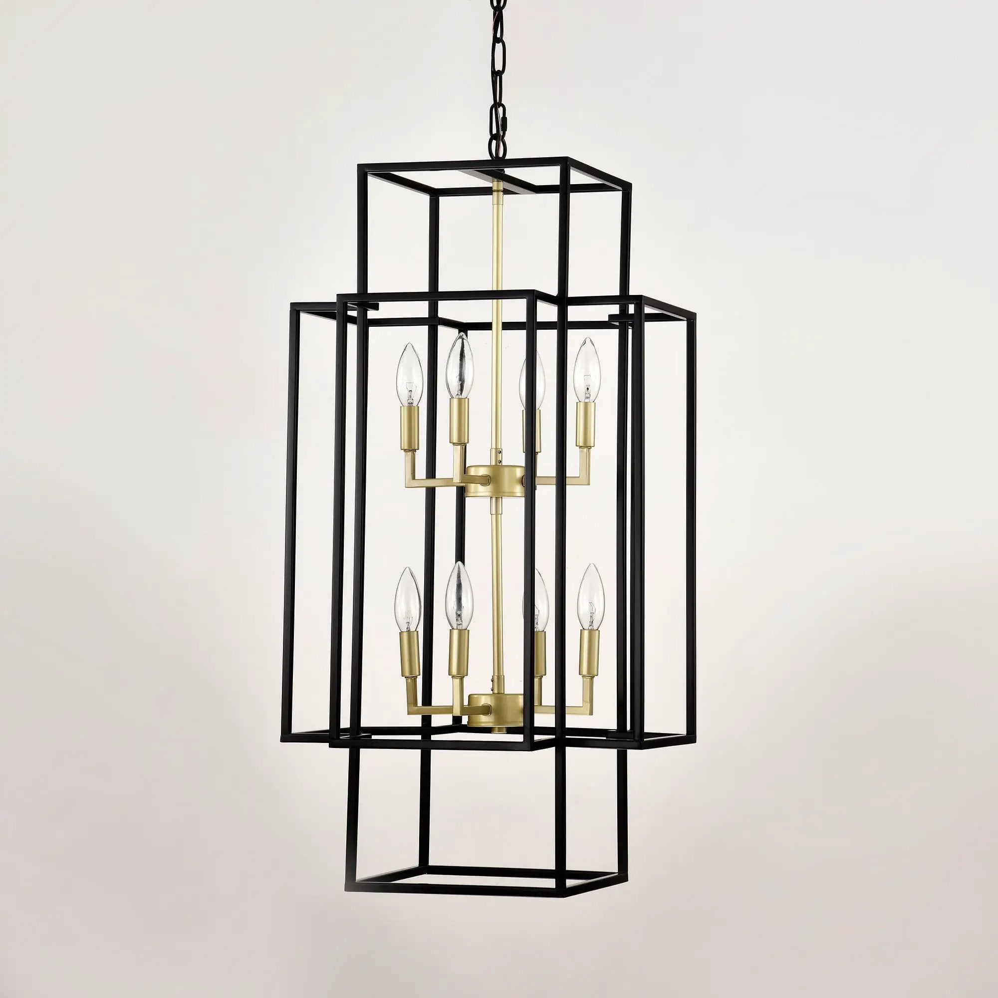 8 Light Lantern Chandelier Lighting, Entryway Chandeliers For High Ceilings, Chandeliers For Dining Room, Foyer, Entry, Staircase, Hallway, Height Adjustable (E12 Bulbs Not Included) by HouseOfZazla