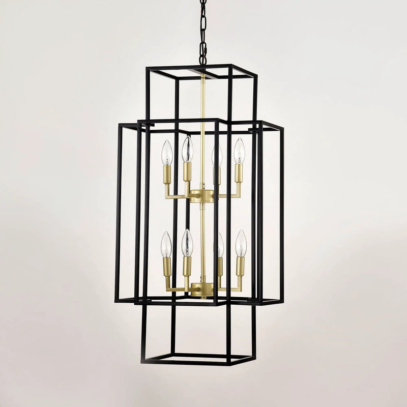 8 Light Lantern Chandelier Lighting, Entryway Chandeliers For High Ceilings, Chandeliers For Dining Room, Foyer, Entry, Staircase, Hallway, Height Adjustable (E12 Bulbs Not Included) by HouseOfZazla
