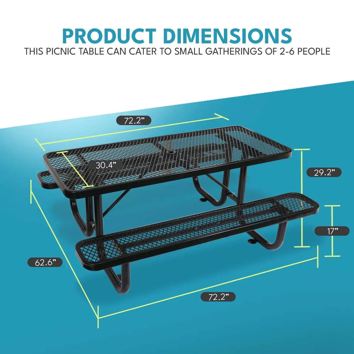 Outdoor Steel Picnic Rectangular Table With Umbrella Pole by Unique Piece Furniture