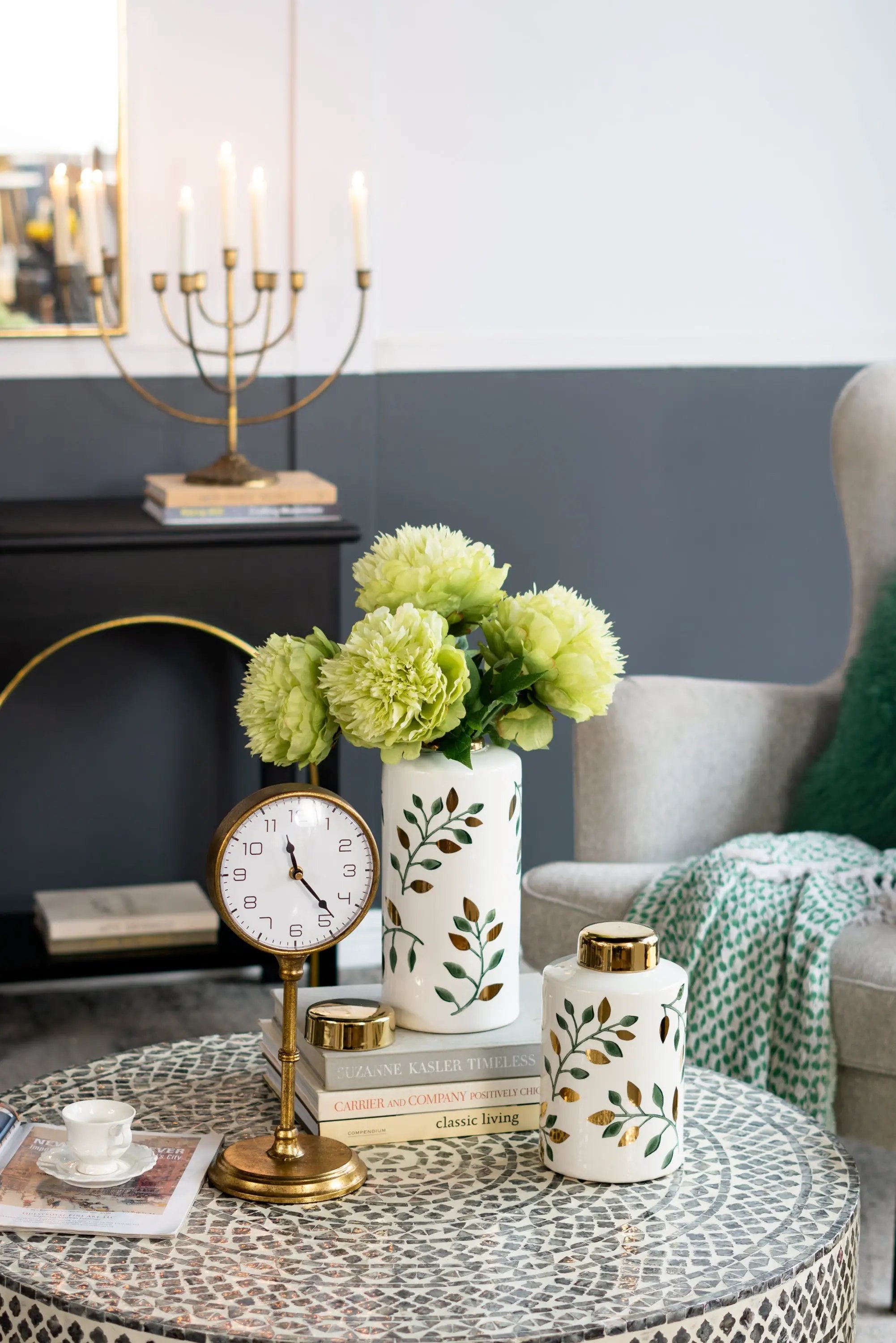 6.5x5.9x15.2' Vintage Inspired Gold Iron Table Clock by HouseOfZazla