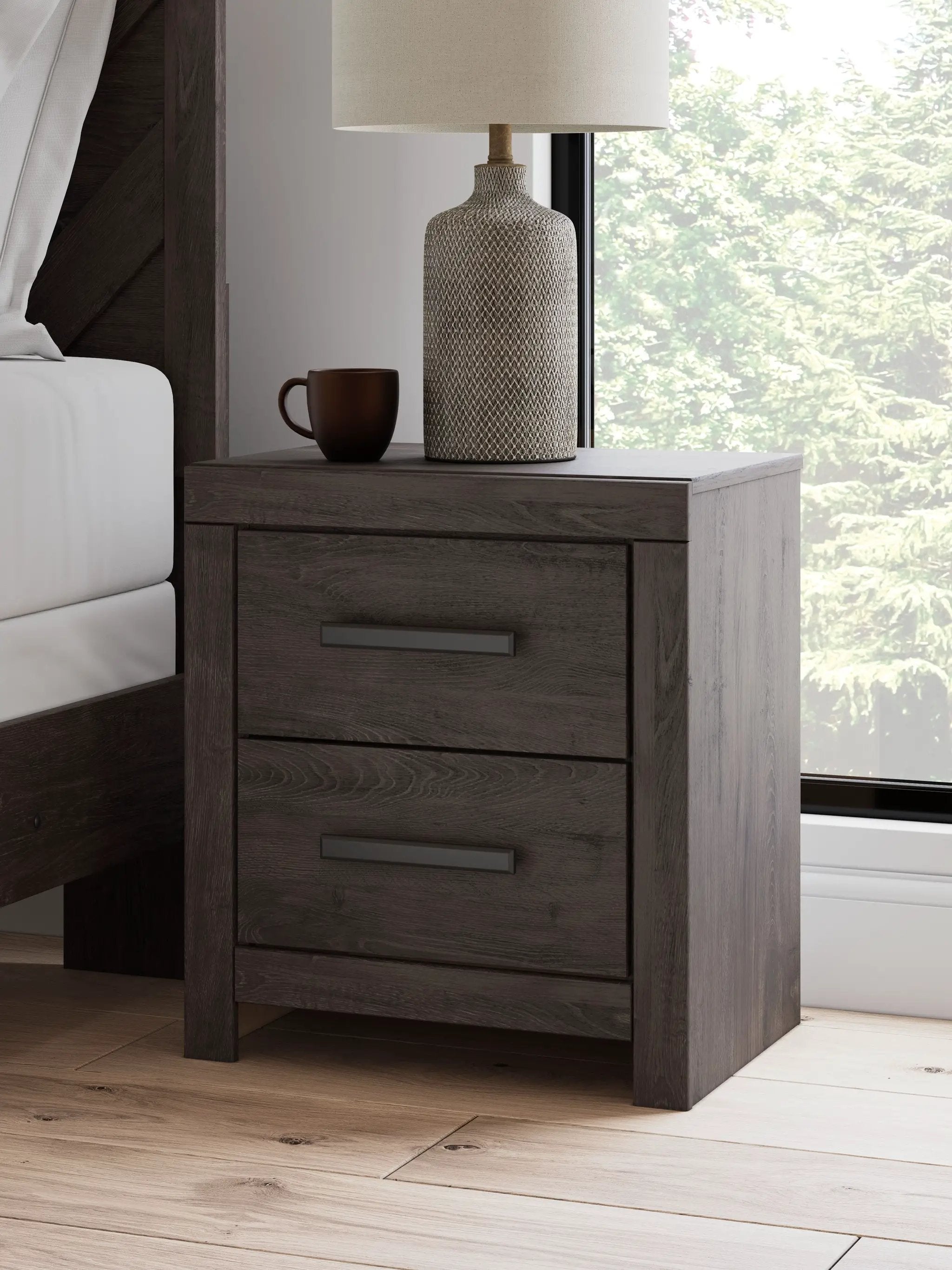 Prendonea - Two Drawer Night Stand - Charcoal by Unique Piece Furniture