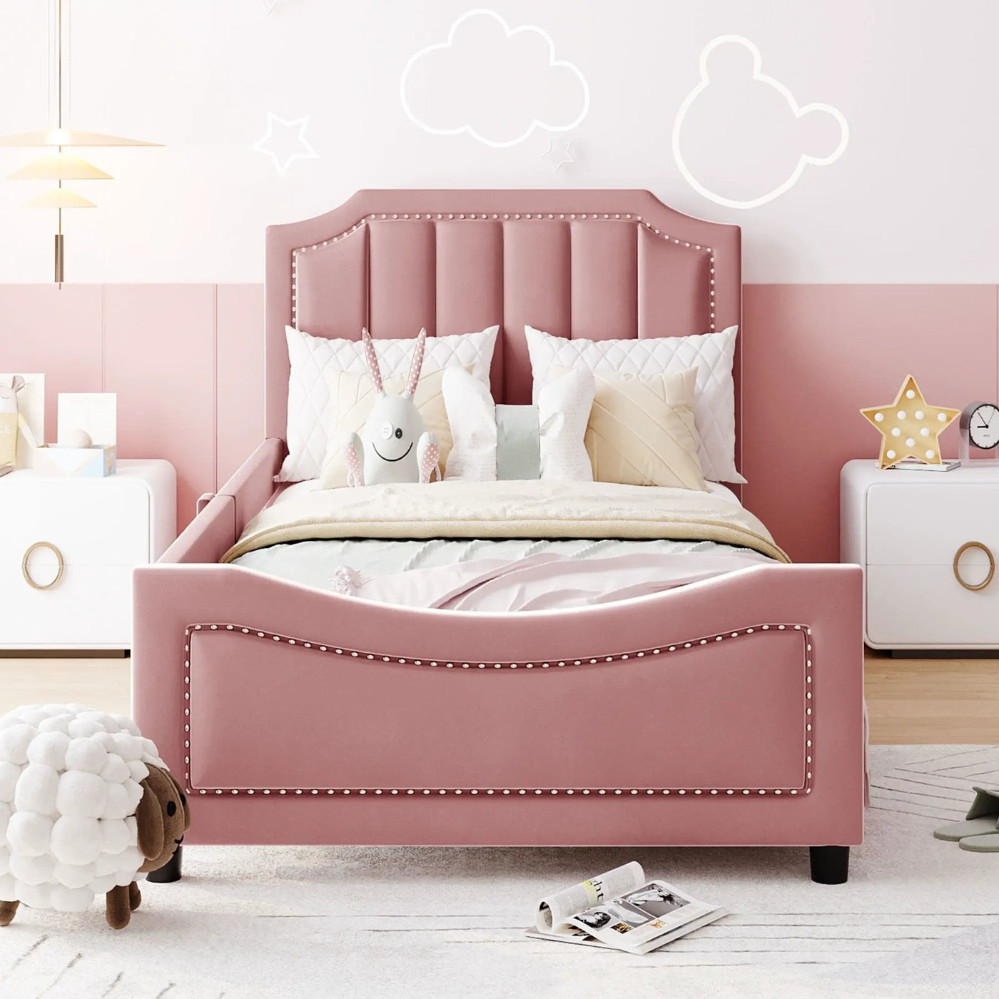 Upholstered Daybed With Classic Stripe Shaped Headboard by Unique Piece Furniture