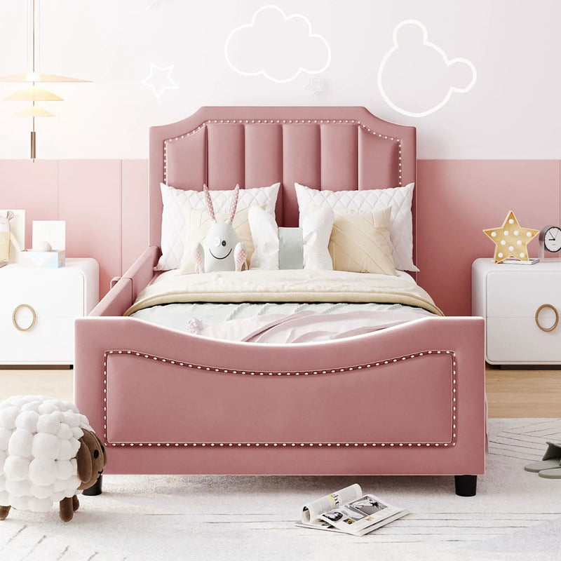 Upholstered Daybed With Classic Stripe Shaped Headboard by HouseOfZazla