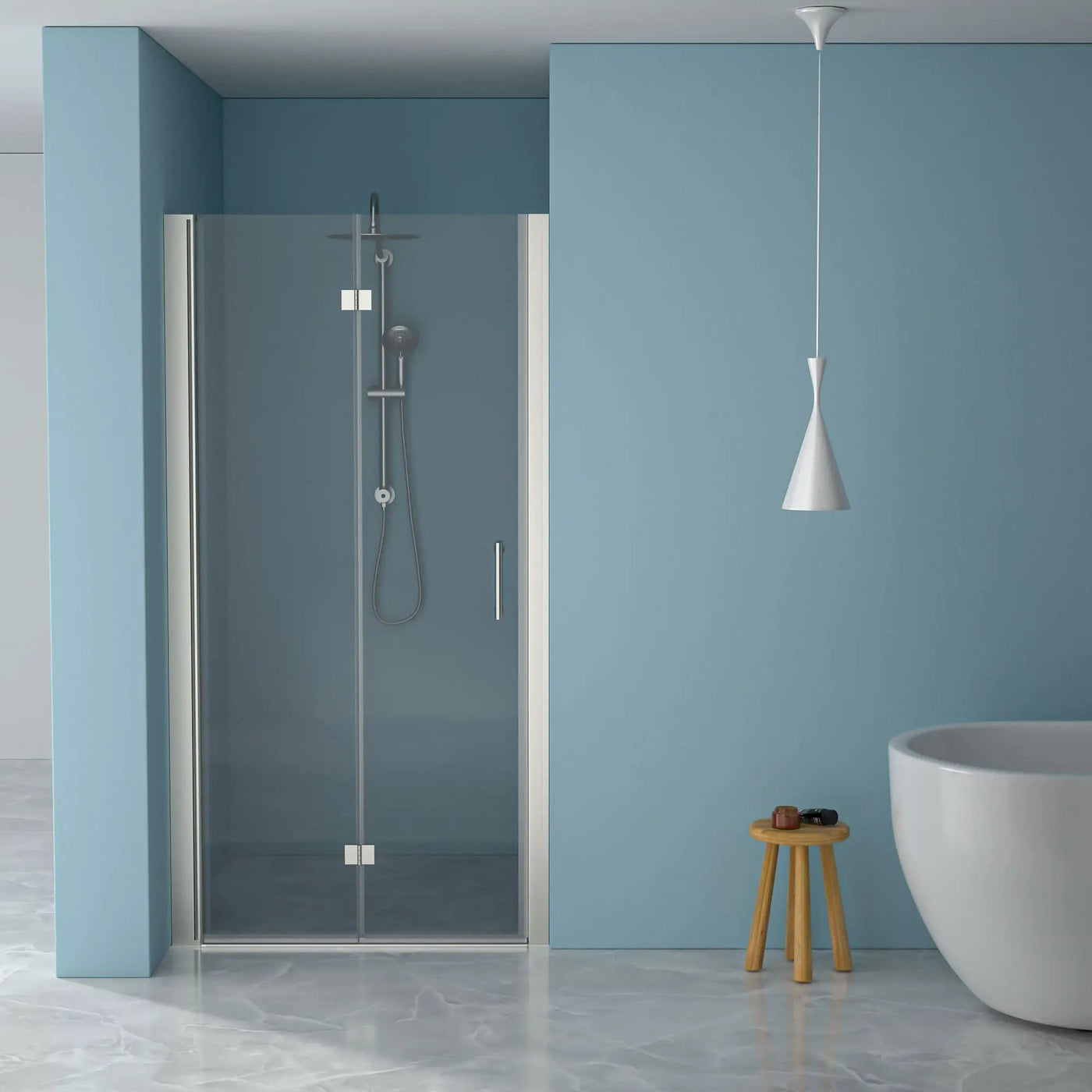 Fold Frameless Shower Door With Tempered Glass by HouseOfZazla