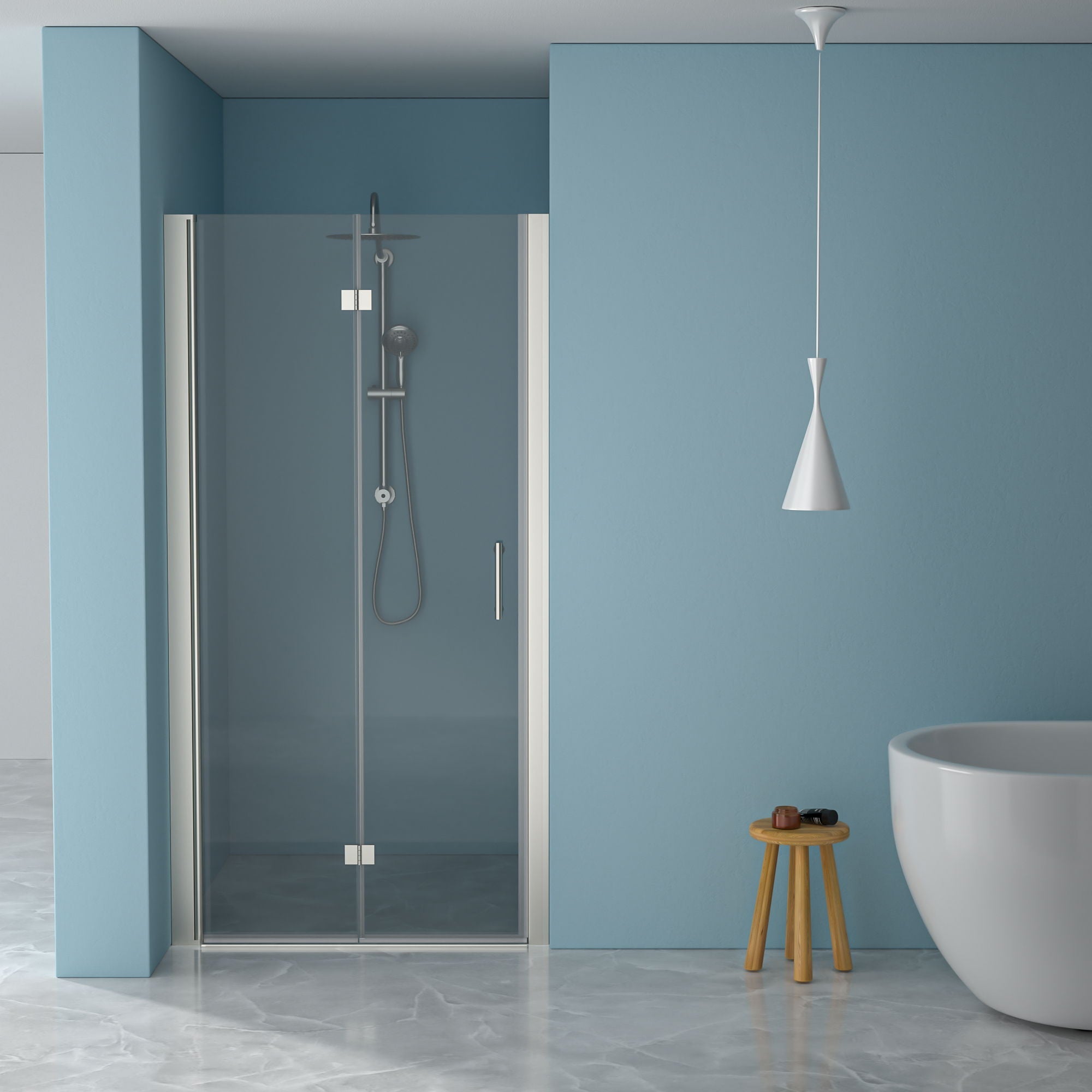Fold Frameless Shower Door With Tempered Glass by HouseOfZazla