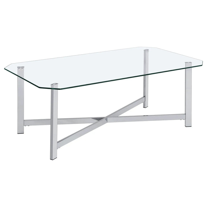 Cronin 2-piece Tempered Glass Top Coffee Table Set Chrome by Unique Piece Furniture
