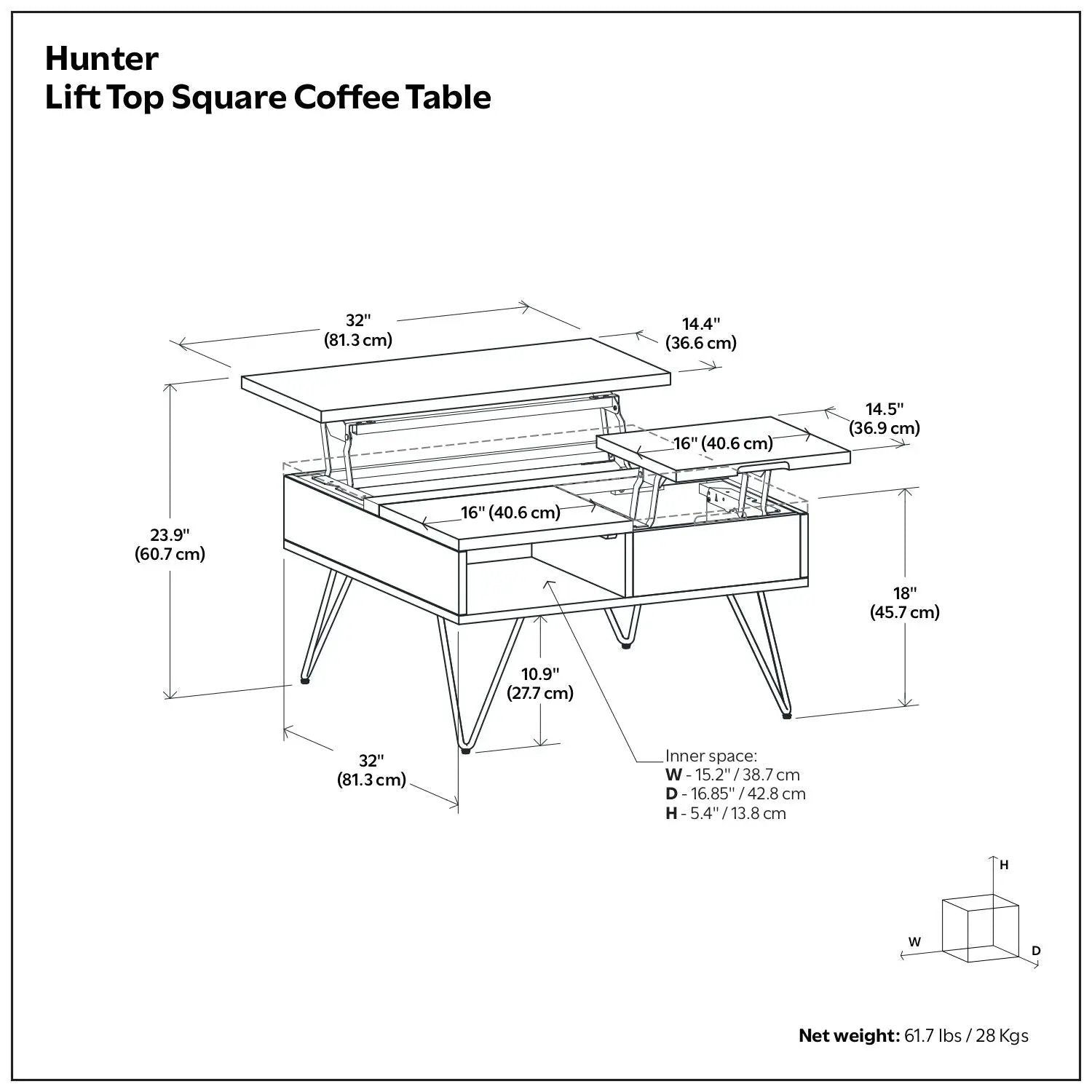 Hunter - Handcrafted Lift Top Coffee Table by Unique Piece Furniture