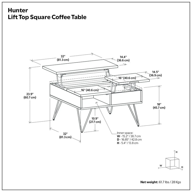 Hunter - Handcrafted Lift Top Coffee Table by HouseOfZazla