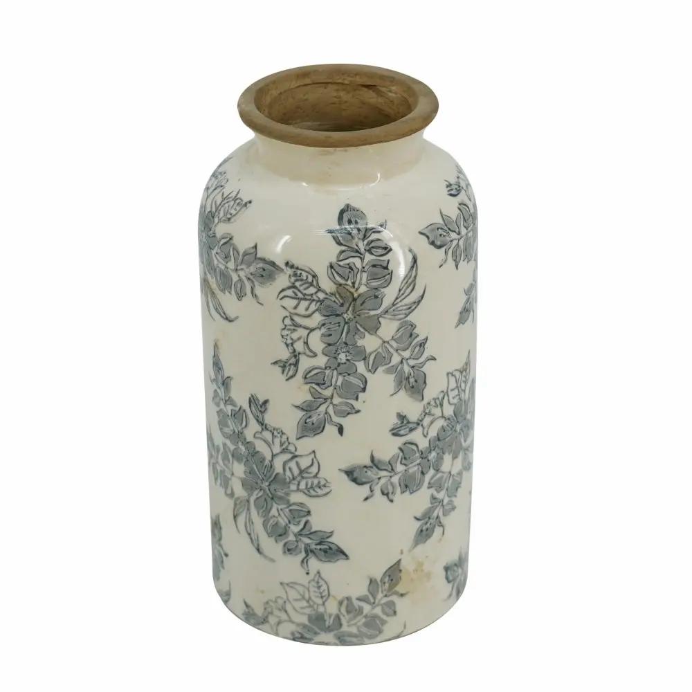5.3x5.3x10.2" Flower Vase with Floral Pattern by HouseOfZazla