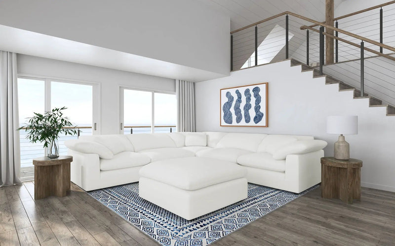 Raleigh Boucle Upholstered Ottoman Ivory by Unique Piece Furniture