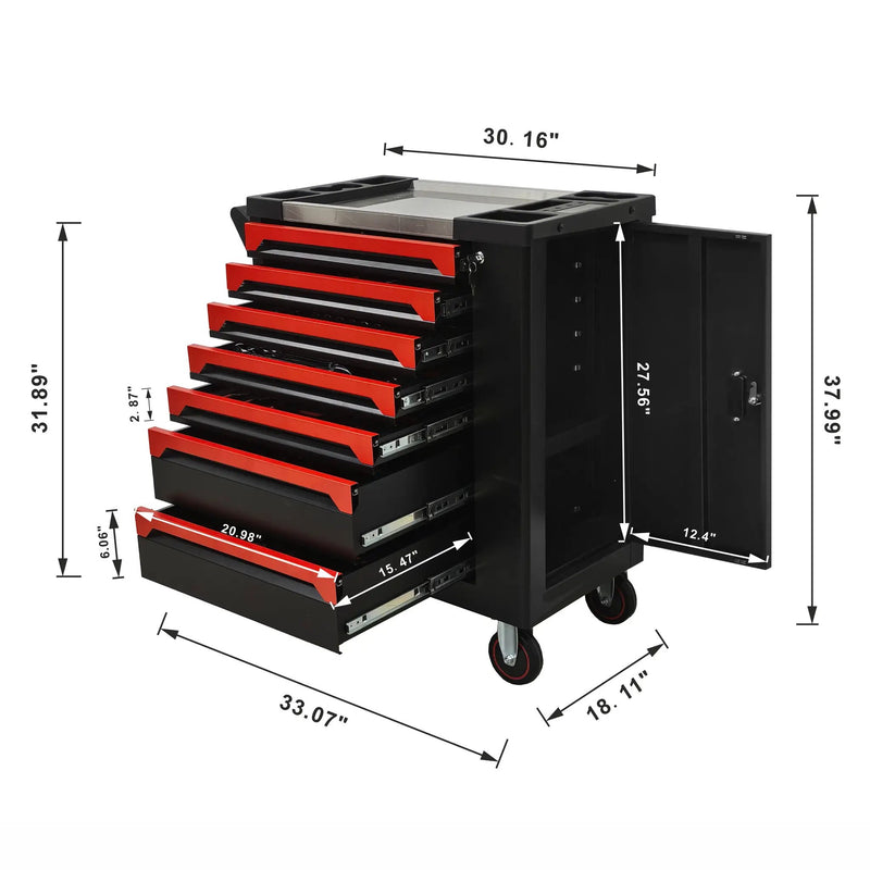 7 Drawer SPCC Rolling Tool Chest with 258-Piece Complete Tool Set by HouseOfZazla