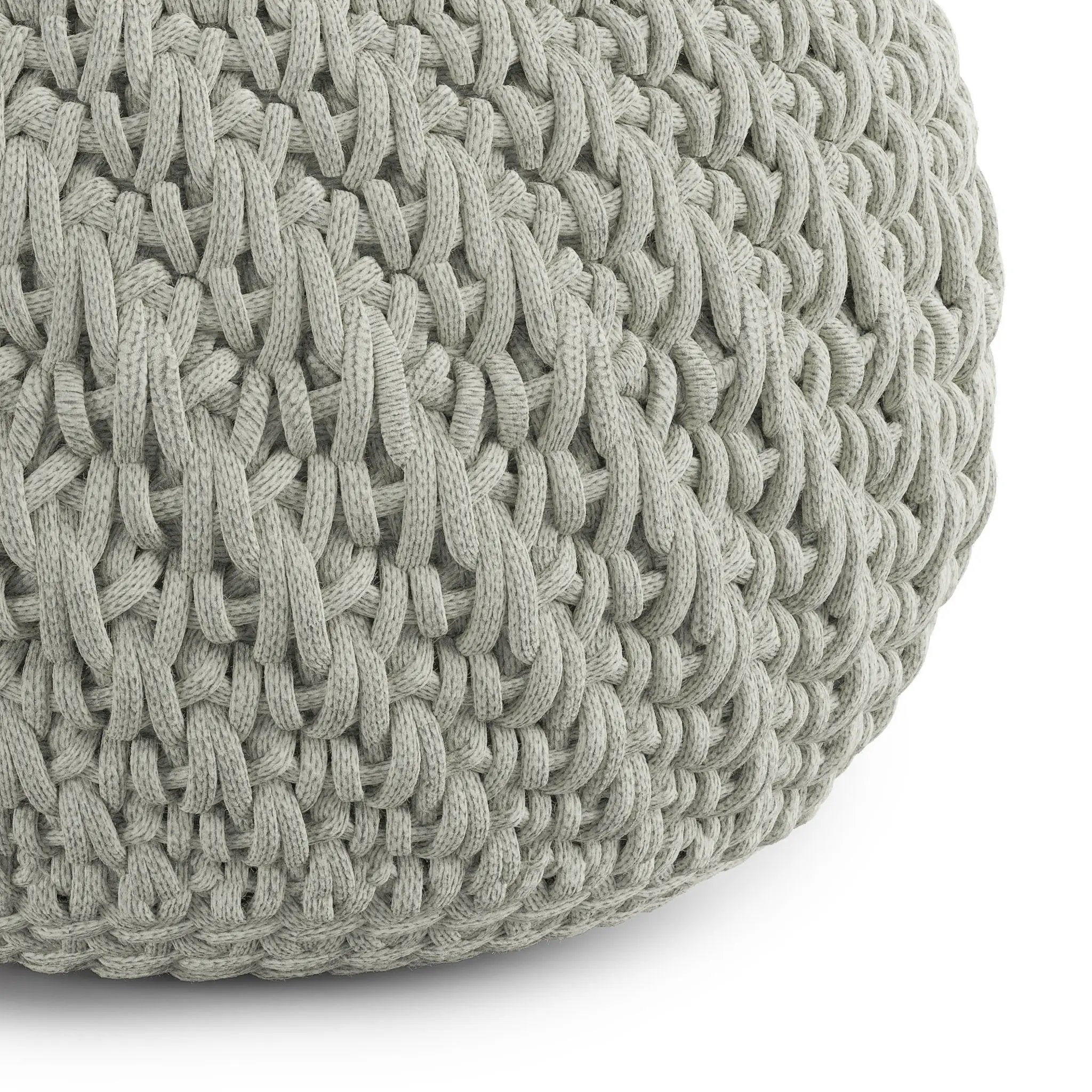 Nisi - Round Knitted Outdoor / Indoor Pouf - Light Gray by Unique Piece Furniture