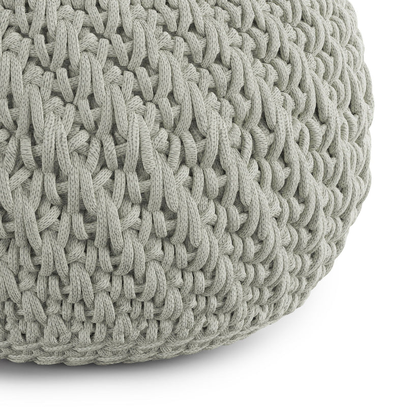 Nisi - Round Knitted Outdoor / Indoor Pouf - Light Gray by HouseOfZazla