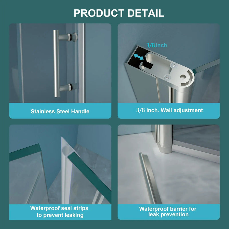 Fold Frameless Shower Door With Tempered Glass by HouseOfZazla