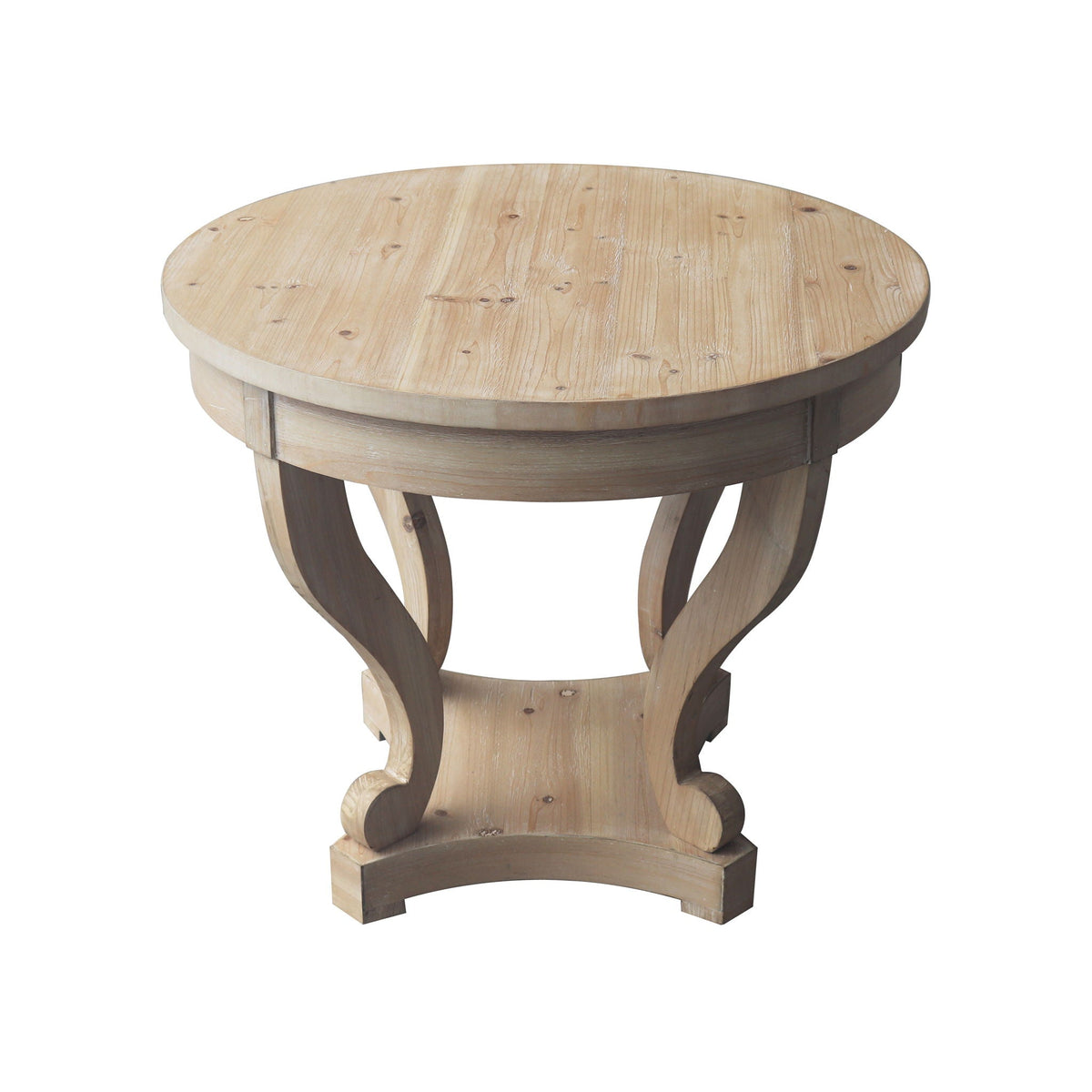 Natural Wood Grain Distressed Side Table with Curved Legs, photo 9 of 9
