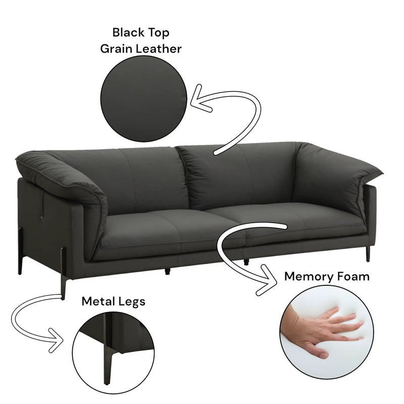 Tadi - Top Grain Leather Sofa - Black by HouseOfZazla
