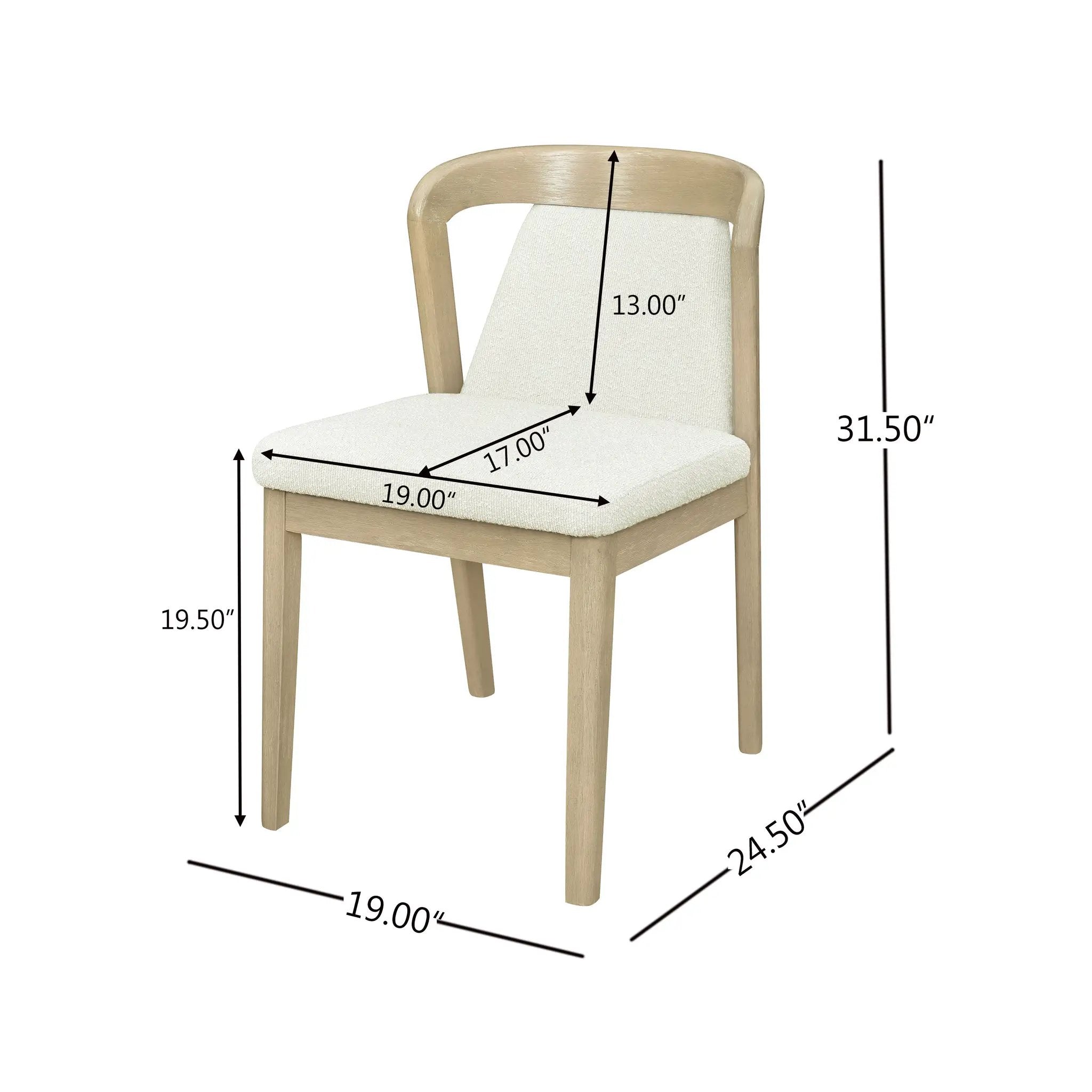 Upholstered Backrest Armless Dining Chairs (Natural Ash + Beige) by HouseOfZazla