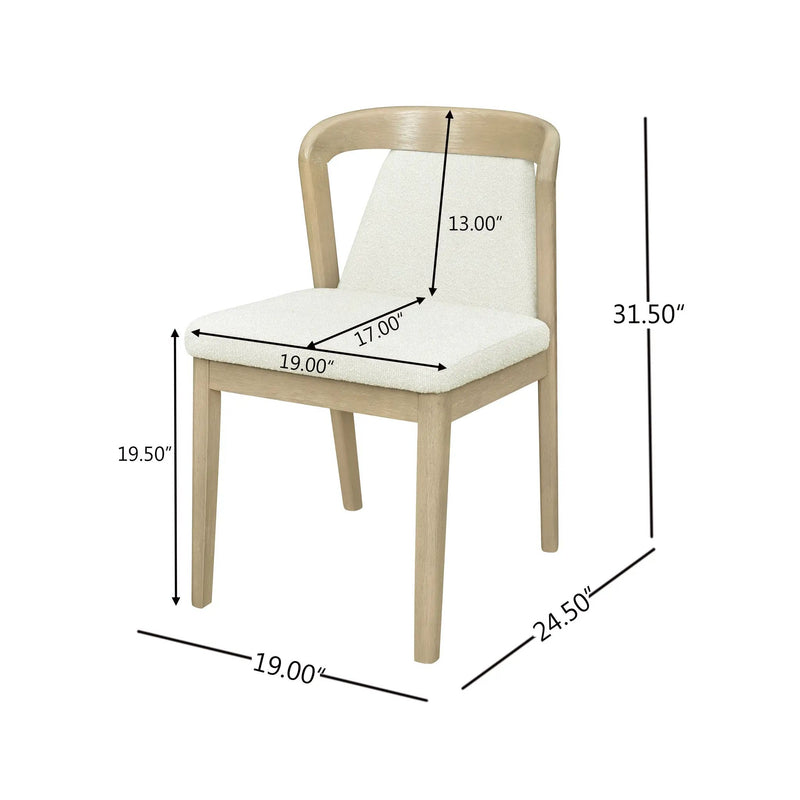 Upholstered Backrest Armless Dining Chairs (Natural Ash + Beige) by HouseOfZazla