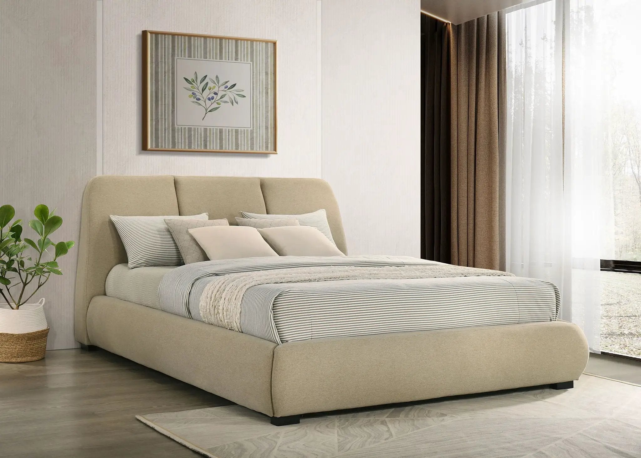 Mokena 46-inch Upholstered California King Platform Bed Brown by Unique Piece Furniture