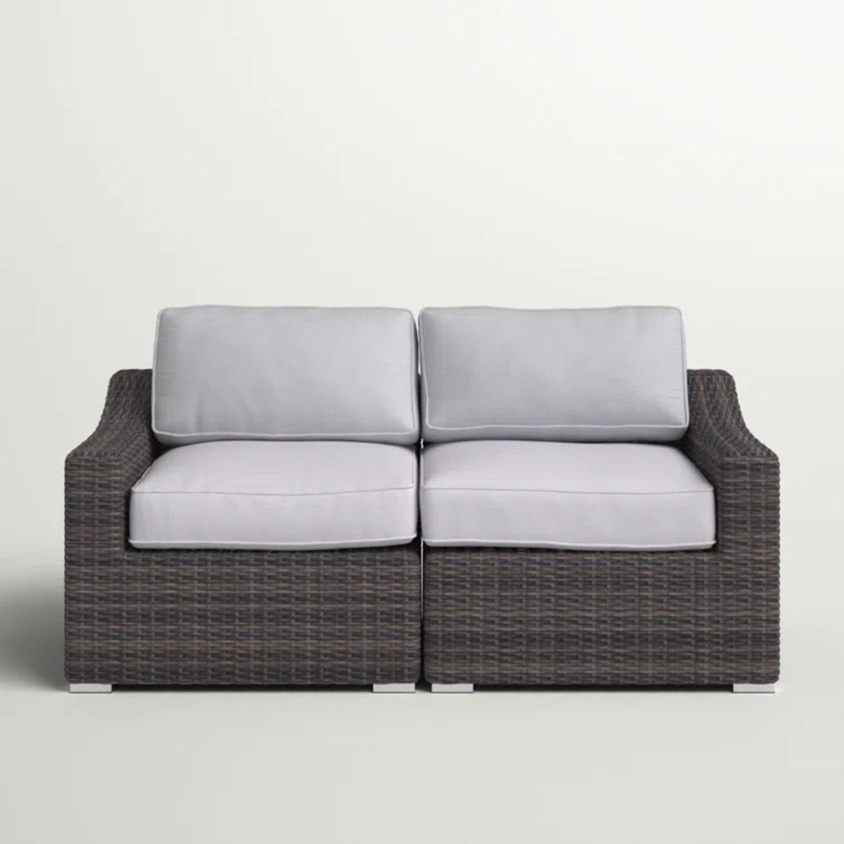 Wide Outdoor Loveseat with Cushions - Weather-Resistant Wicker, Dark Gray or Dark Brown, photo 2 of 14