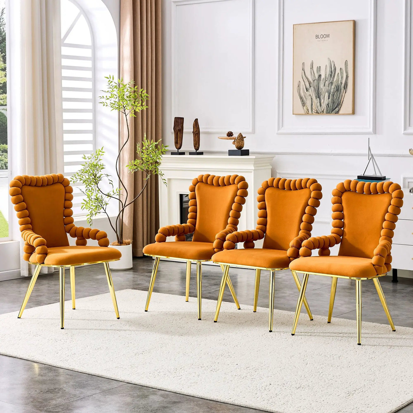 Puffy Bubble, Ball Chain Chair With Armrests For Dining Room (Set of 2) by Unique Piece Furniture