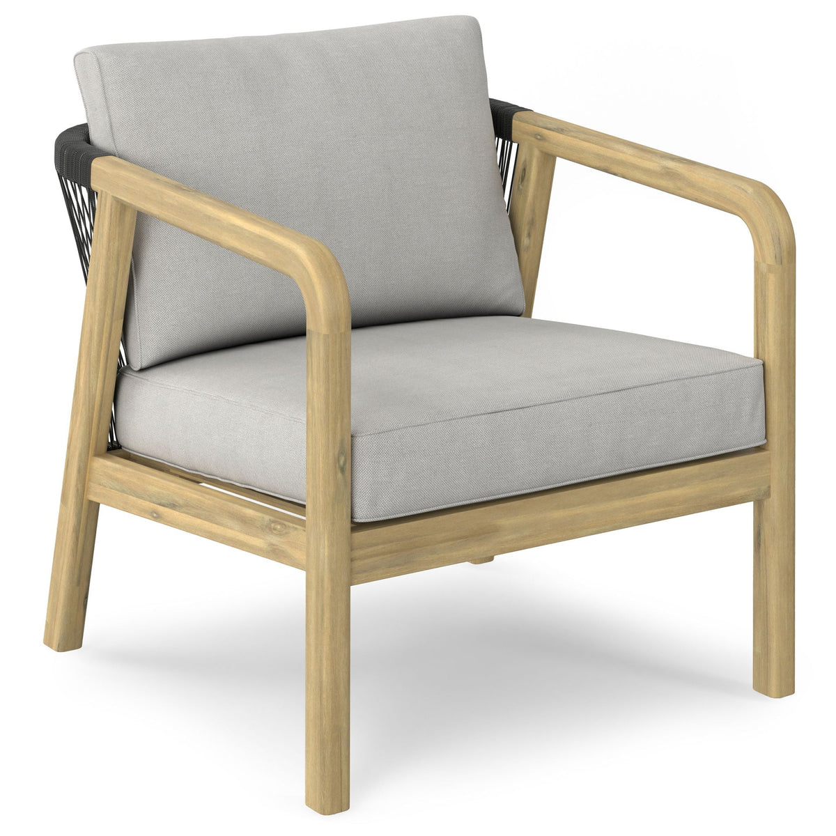 Stone Gray Outdoor Conversation Chair Set of 2 with Rope Detail - Stone Gray, photo 7 of 9
