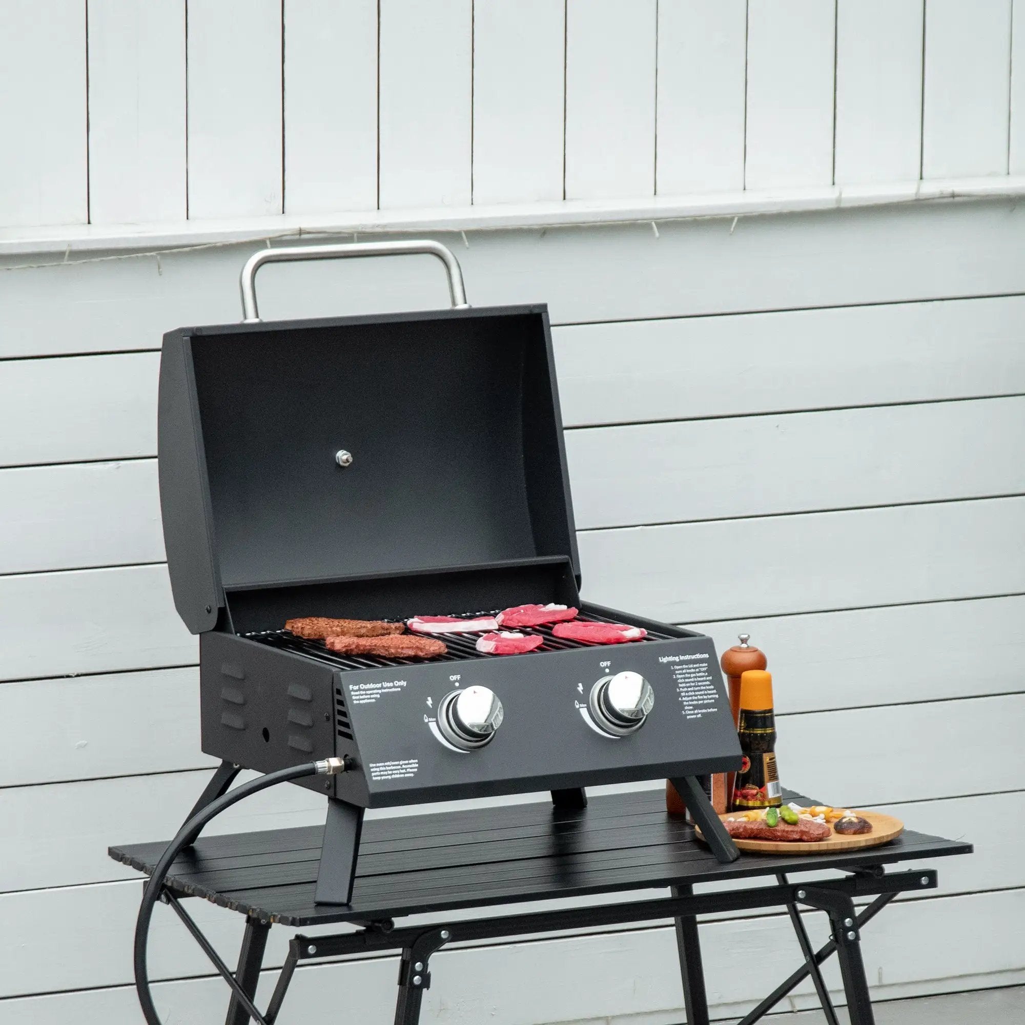 Outsunny 2 Burner Propane Gas Grill Outdoor Portable Tabletop BBQ by HouseOfZazla