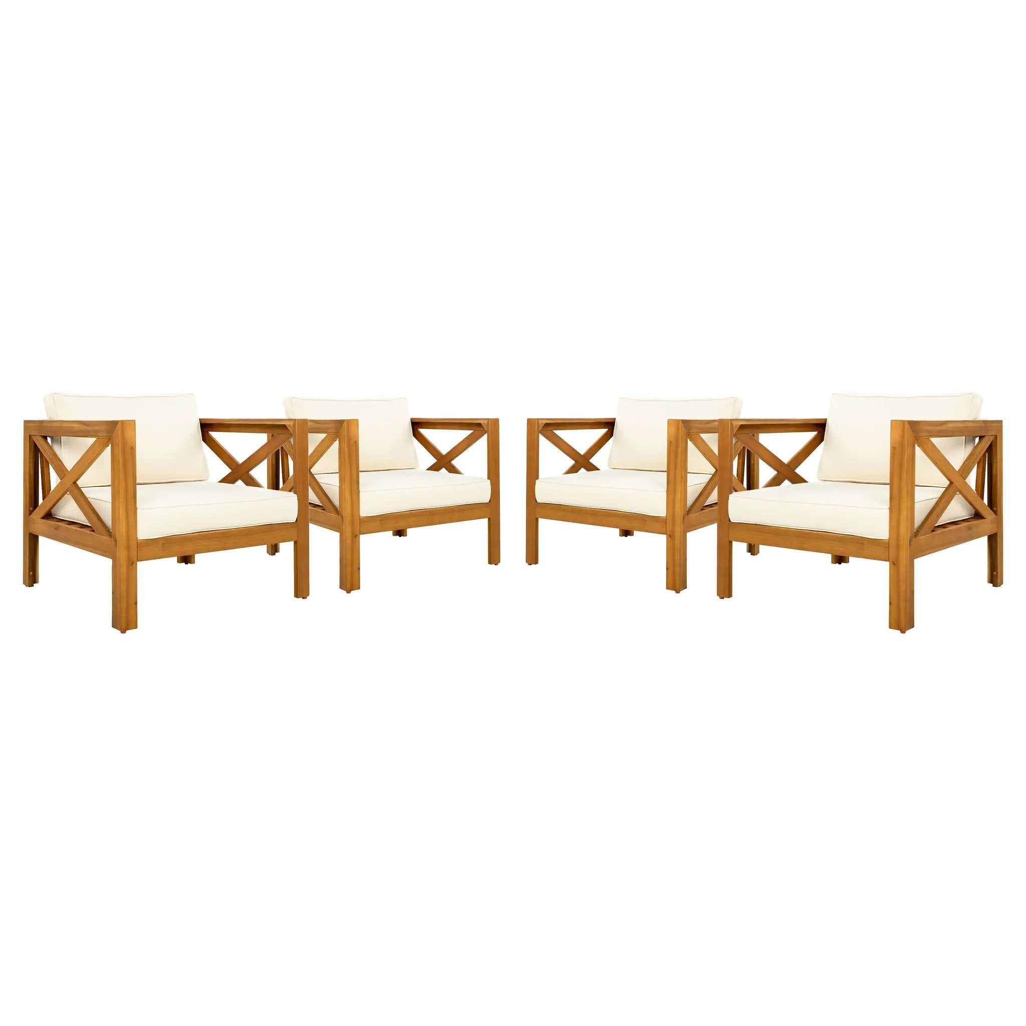 Patio Conversation Set with Acacia Wood Armchairs and End Table by HouseOfZazla