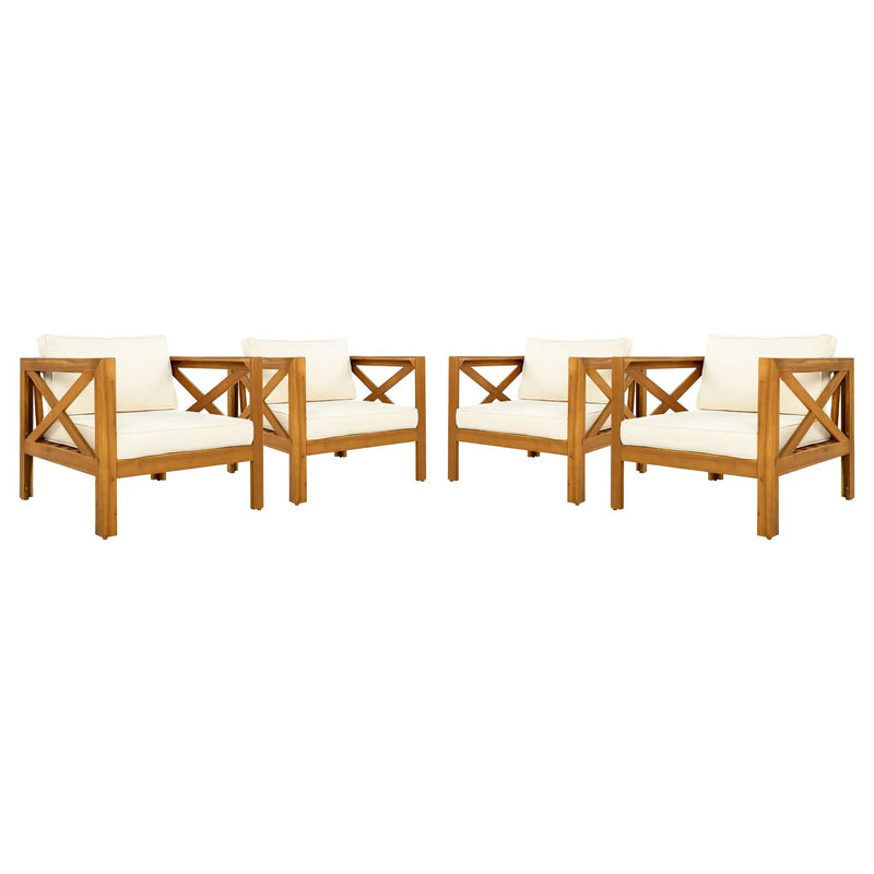 Patio Conversation Set with Foldable Acacia Wood Side Table and Cushions by HouseOfZazla