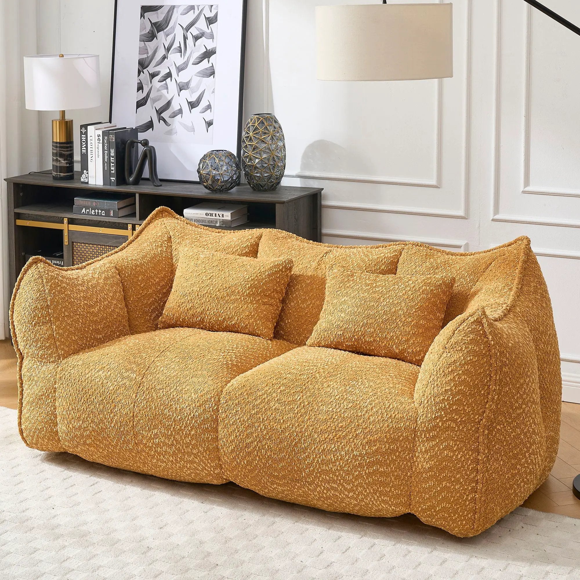 Comfortable Dual Beanbag Chair With High Resilience Foam Core For 2 People by Unique Piece Furniture