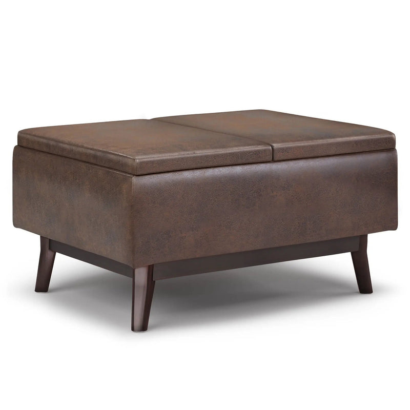 Owen - Tray Top Small Coffee Table Upholstered Storage Ottoman by HouseOfZazla