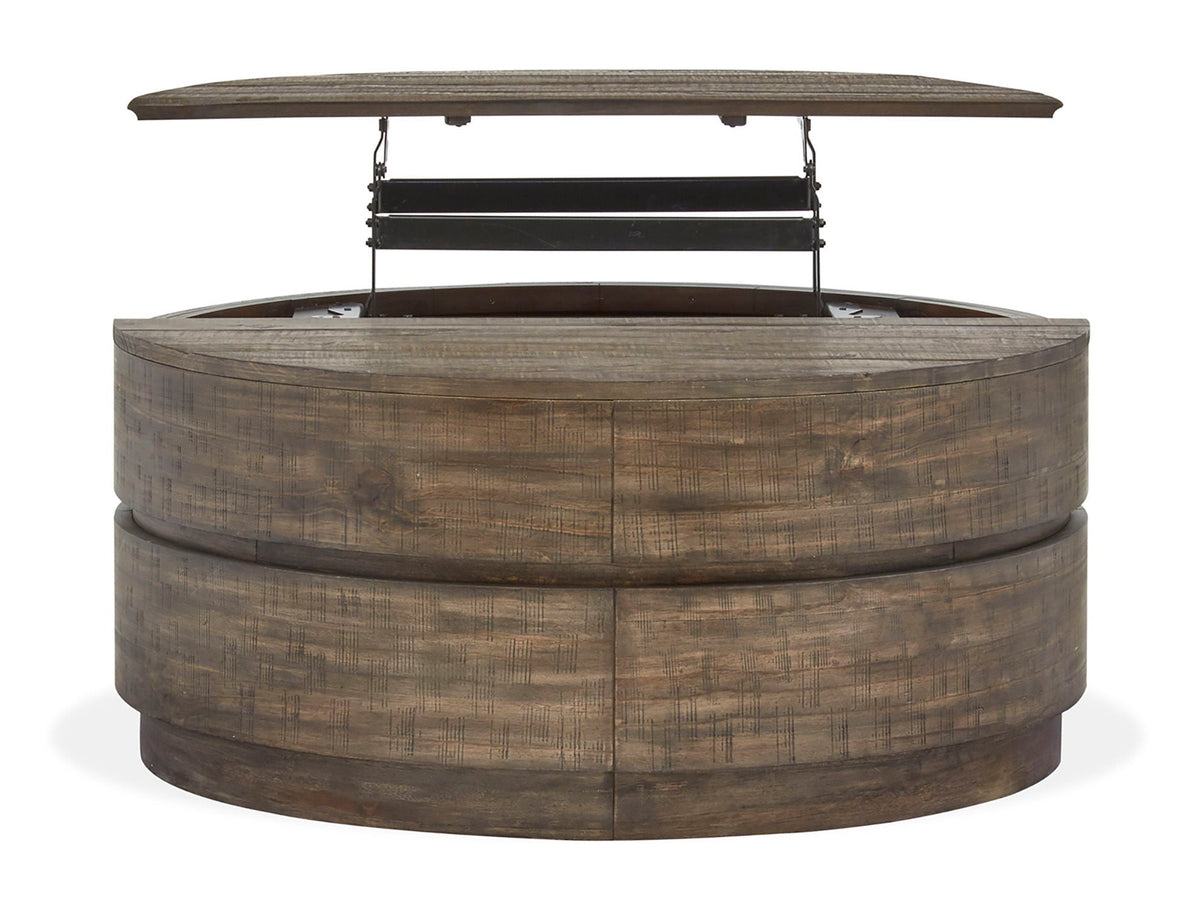Baisden - Round Lift Top Cocktail Table With Casters - Tobacco, photo 6 of 7
