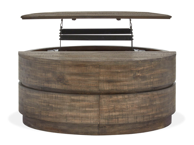Baisden - Round Lift Top Cocktail Table With Casters - Tobacco, photo 6 of 7