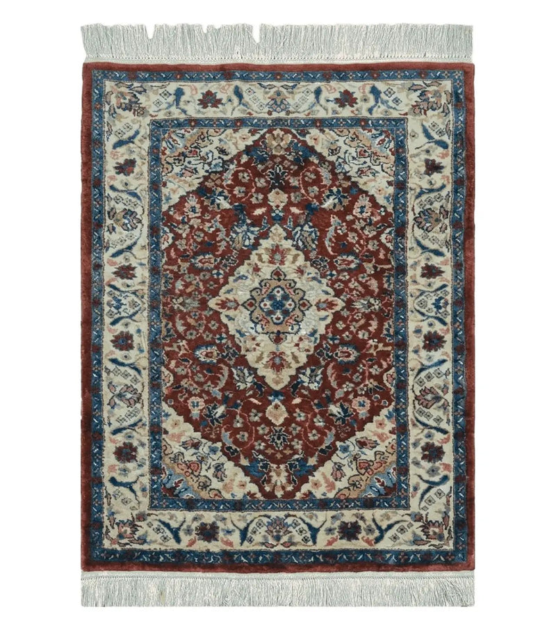 2' X 3' Handmade Chinese Floral Oriental Silk Rug Carpet Nice Red by Jewel Rugs