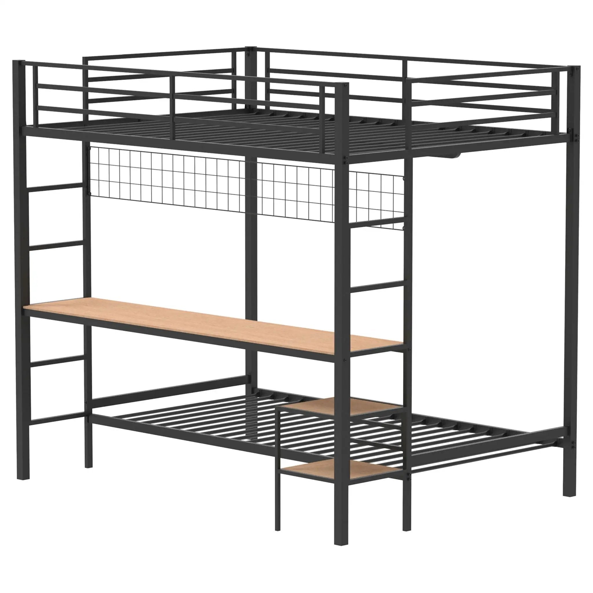 Bettoni Metal Full Over Twin Workstation Bunk Bed Matte Black by Unique Piece Furniture