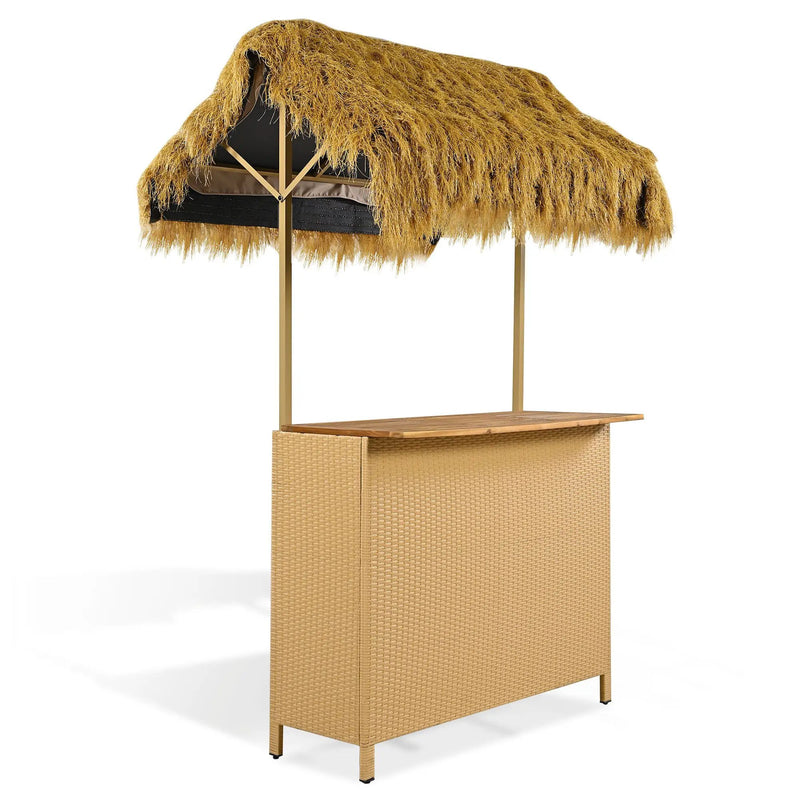 Hawaiian-Style Bar Height Patio Set with PE Grass Canopy by HouseOfZazla