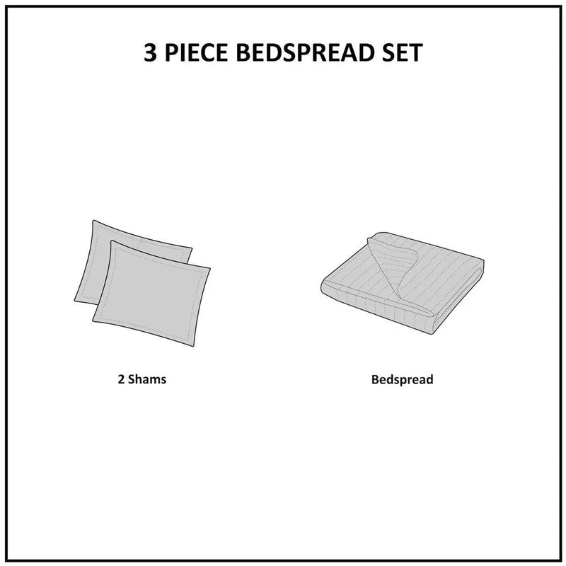 3 Piece Reversible Bedspread Set Seafoam King/Cal King by HouseOfZazla