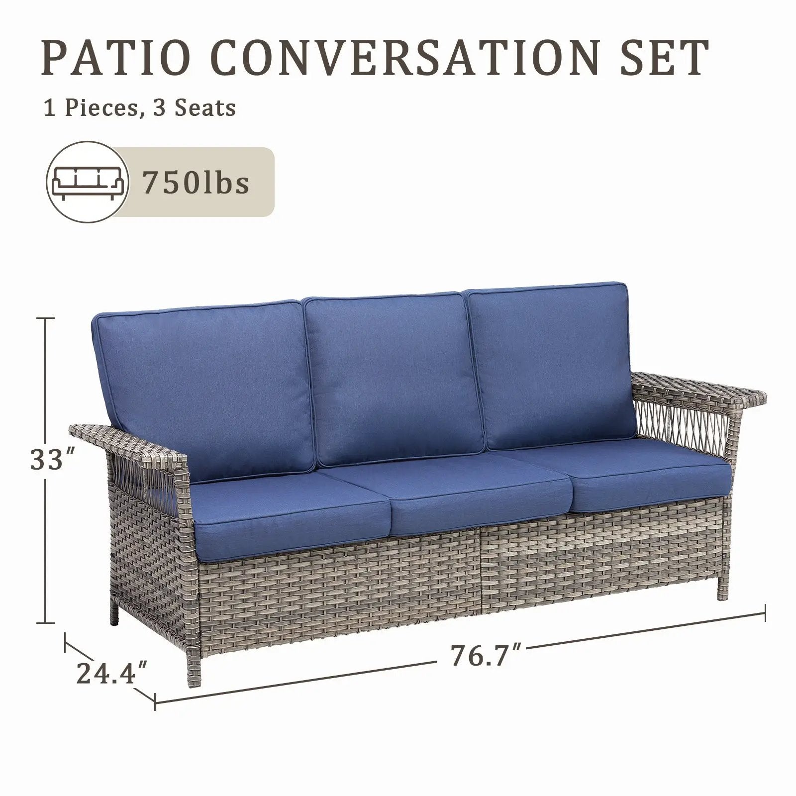 76.7" Wide Outdoor Wicker Patio Sofa with Armrests by HouseOfZazla