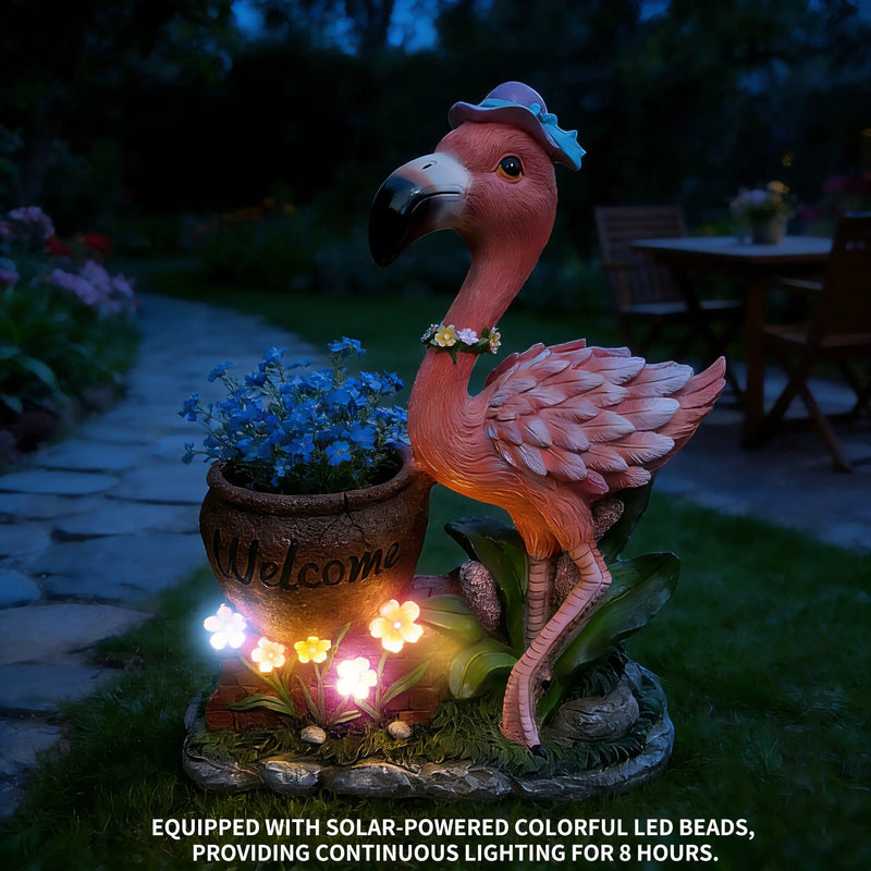 Outdoor Garden Sculpture Flamingo Flower Pot Planter by HouseOfZazla