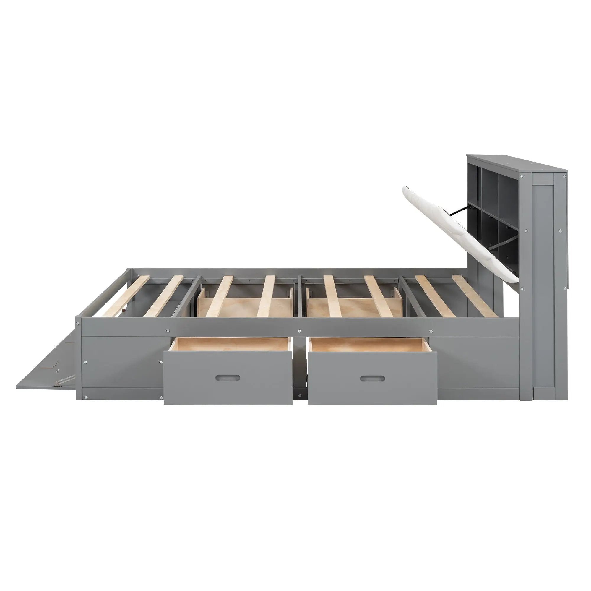Platform Bed With Storage Headboard, Shoe Rack And 4 Drawers