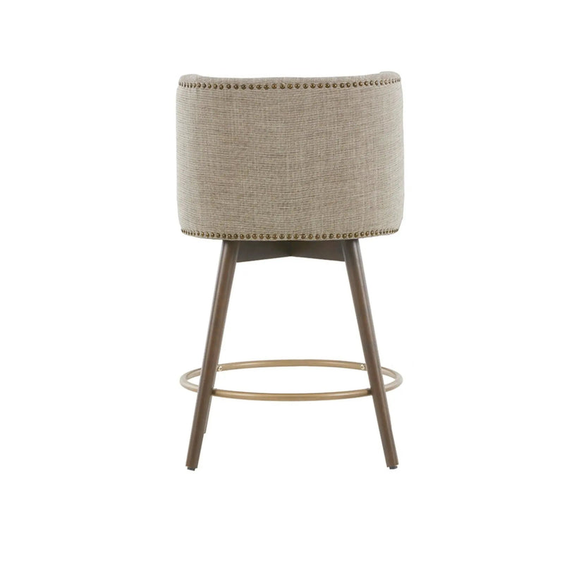 Swivel Counter Stool With Antique Bronze Detailing - Beige Multi by HouseOfZazla