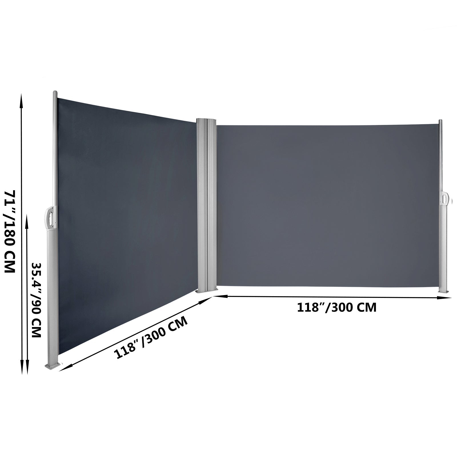Retractable Side Awning 71" x 236" Full Aluminum Rust-Proof Patio Screen by HouseOfZazla